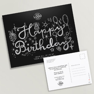 Logo Business Fun Silber Schwarz Geburtstagspostka Feiertagspostkarte