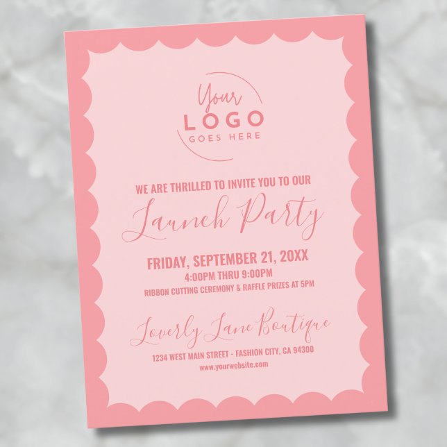 Logo Business Grand Opening Launch Party Postkarte (Logo Business Grand Opening Launch Party Postcard)