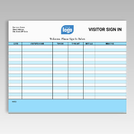 Logo Business Guest Visitor Sign In Sheet Notepad Notizblock