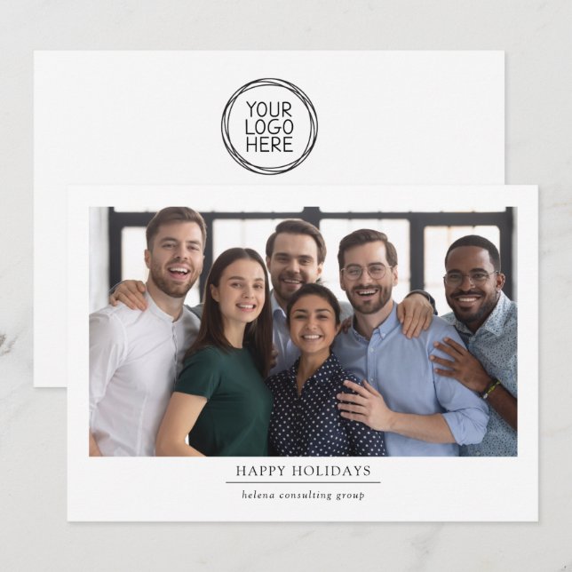 Logo Business Happy Holidays Foto Feiertagskarte (Vorne/Hinten)