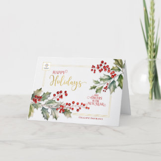 Logo Business Holly und Beeren Elegant Feiertagskarte