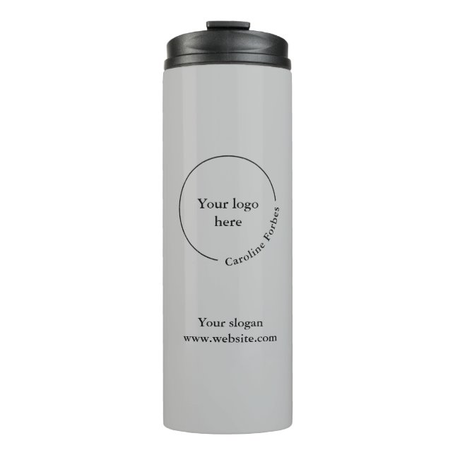 Logo Business Minimalistisch Grauthermal Tumbler Thermosbecher (Vorderseite)