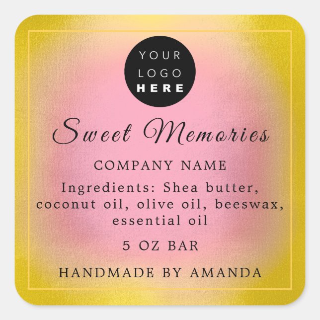 Logo Butter Kosmetische Seife Produktkennzeichnung Quadratischer Aufkleber (Vorderseite)