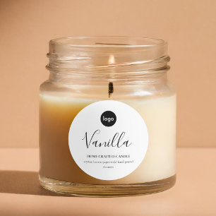 Logo-Candle-Label Minimalistisch Weiß-Aufkleber Runder Aufkleber