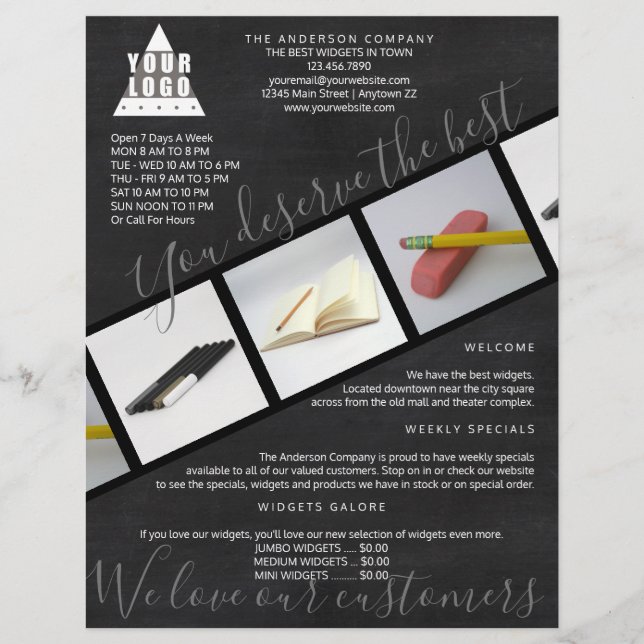 Logo-Chalkboard asymmetrisch 3 FotoCollage Flyer (Vorne)