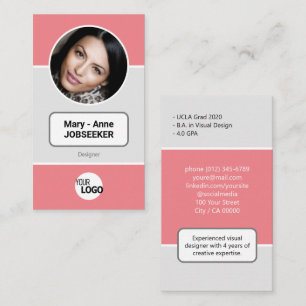 Logo Circle Frame Classic Job Seeker Klasse Rosa Visitenkarte