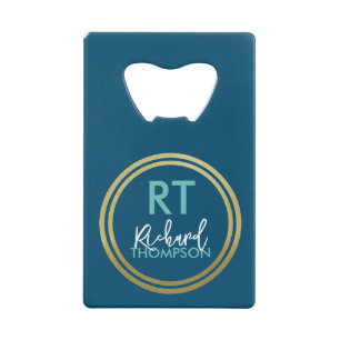 Logo Circle Monogram Blue Geldbeutel Flaschenöffner