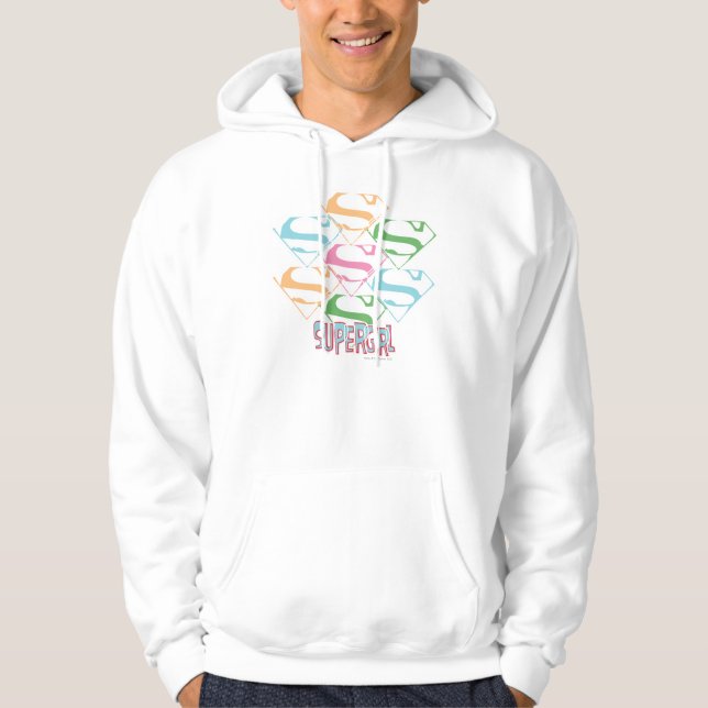 Logo-Collage von Supergirl Pastel Hoodie (Vorderseite)