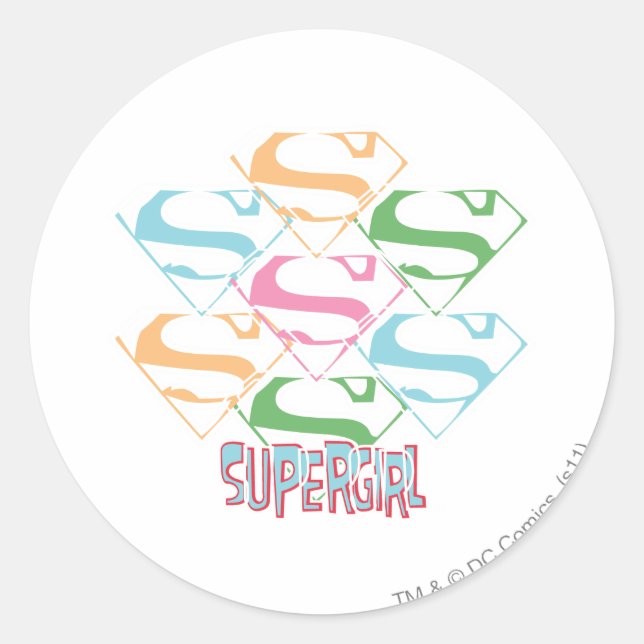 Logo-Collage von Supergirl Pastel Runder Aufkleber (Vorderseite)