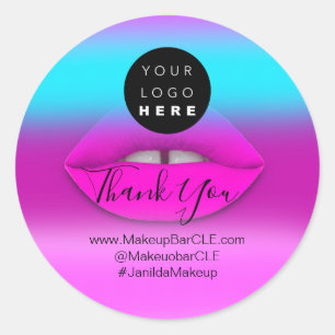 Logo Company Name Vielen Dank, dass Sie Pink Ombre Runder Aufkleber