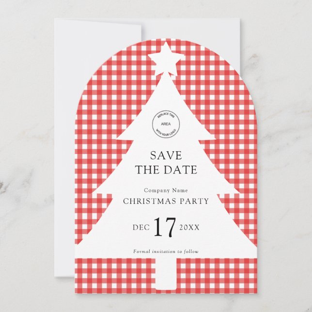 Logo Company Weihnachtsbaum Party Save the Date Einladung (Vorderseite)