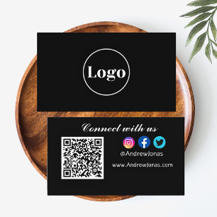 Logo Connect mit uns! Soziale Medien QR Code Black Visitenkarte