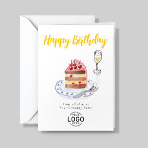 Logo Corporate Pink Schokoladen-Kirschkuchen Gebur Karte