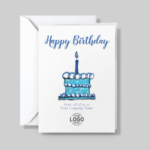 Logo Corporate Simple Blau Buntstift Kuchen Geburt Karte