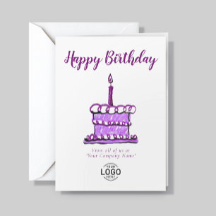 Logo Corporate Simple Lila Buntstift Kuchen Geburt Karte