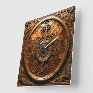Logo Country Music Metal, Lederstiefel, Draht, ora Quadratische Wanduhr