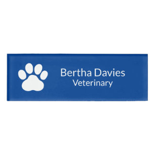 Logo "Custom Dog Paw" Magnetic Safety Button Blau Namenschild