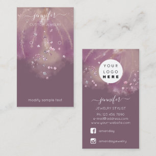 Logo Custom Jewelcard Social Crystals Confetti Visitenkarte