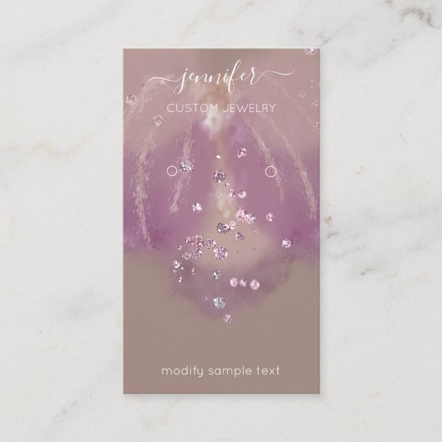 Logo Custom Jewelcard Social Crystals Florals Visitenkarte (Vorderseite)