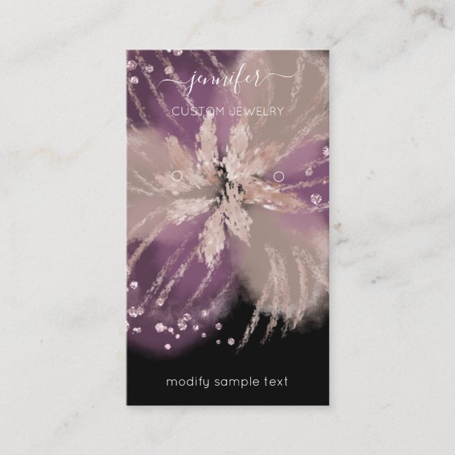 Logo Custom Jewelcard Social Media Floral Black Visitenkarte (Vorderseite)