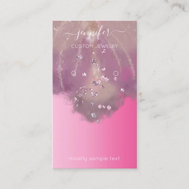 Logo Custom Jewelcard Social Pink Florals Visitenkarte (Vorderseite)