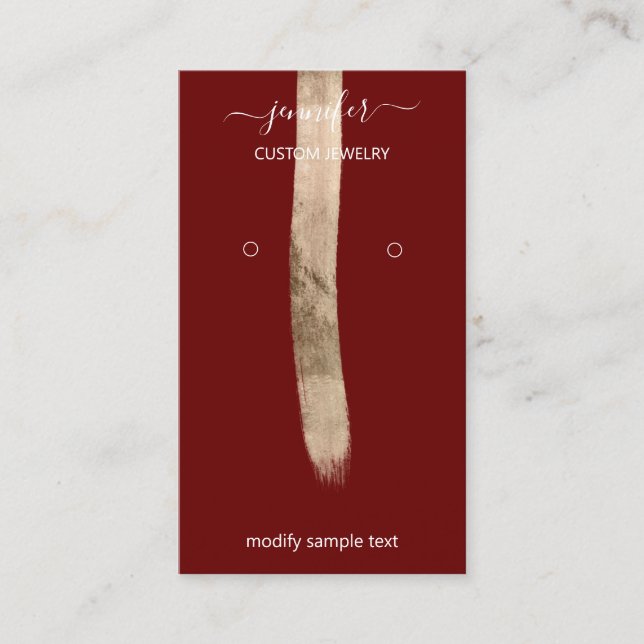 Logo Custom Juwelier Card Social Media Gold Maroon Visitenkarte (Vorderseite)