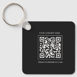 Logo, custom QR code  text double sided black  Schlüsselanhänger