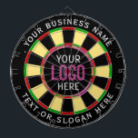 Logo & Custom Text Business Company  Dartscheibe<br><div class="desc">A dartboard is a popular recreational and competitive game that provides hours of fun for players of all ages and skill levels. Typically made from sisal fibers, cork, or electronic components, dartboards are designed to withstand the impact of darts while offering precise scoring zones. Standard dartboards feature a circular design...</div>