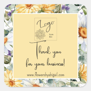 Logo Daisy Floral Handmade Crafting Business Promo Quadratischer Aufkleber