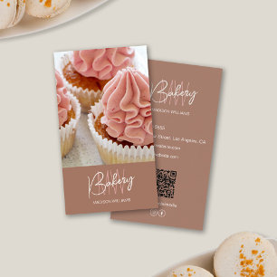 Logo der Bäckerei Monogram-Logo Custom Foto QR Bro Visitenkarte