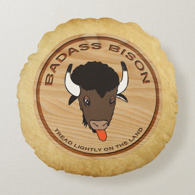 Logo der Badass Bison Farm Rundes Kissen (Vorderseite)
