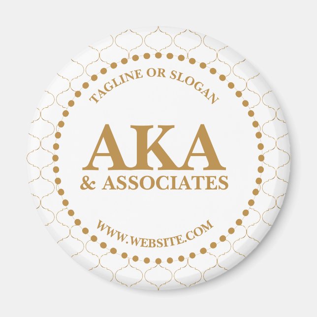 Logo der Business Monogram White Gold Trellis Magnet (Vorne)