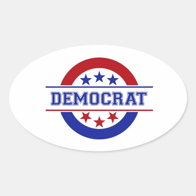 Logo der demokratischen Briefmarke Blue Ovaler Aufkleber (Vorderseite)