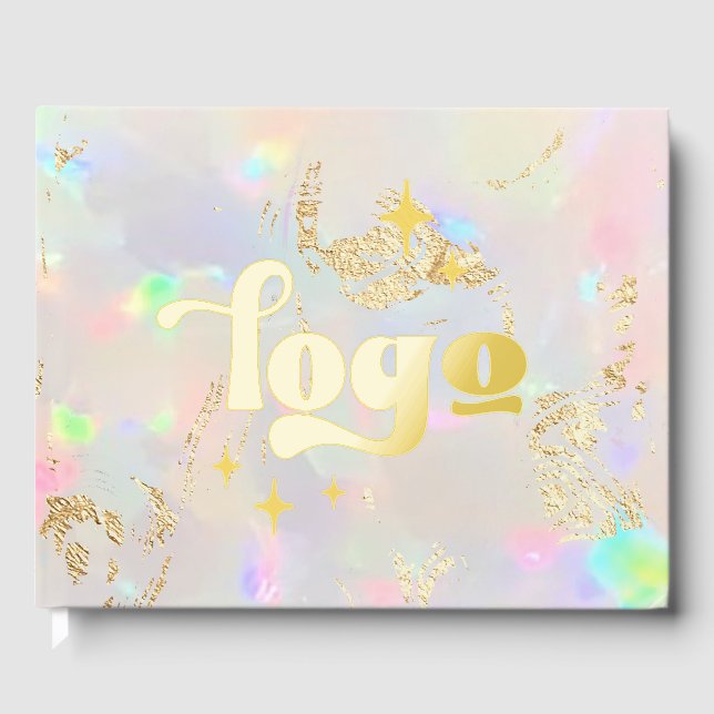 Logo der echten Folienfirma auf optischem Stein Gästebuch (Vorderseite)