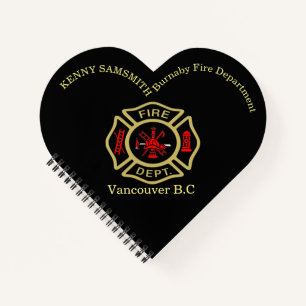 Logo der Feuerabteilung Gold und Back-Abzeichen Notizbuch