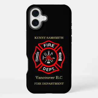 Logo der Feuerabteilung Schwarz-Rot-Abzeichen11 iPhone 16 Plus Hülle