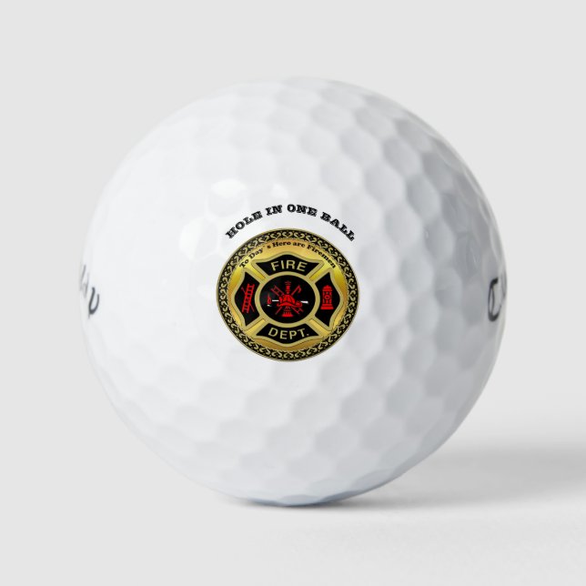 Logo der Feuerabteilung Schwarzes und Gold-Abzeich Golfball (Vorderseite)