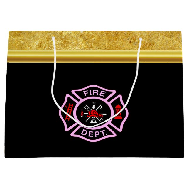 Logo der Feuerabteilung Schwarzes und rosa Abzeich Große Geschenktüte (Vorderseite)