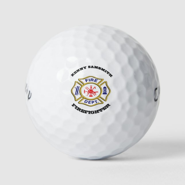 Logo der Feuerwehr Blau und Weiß Abzeichen Golfball (Vorderseite)