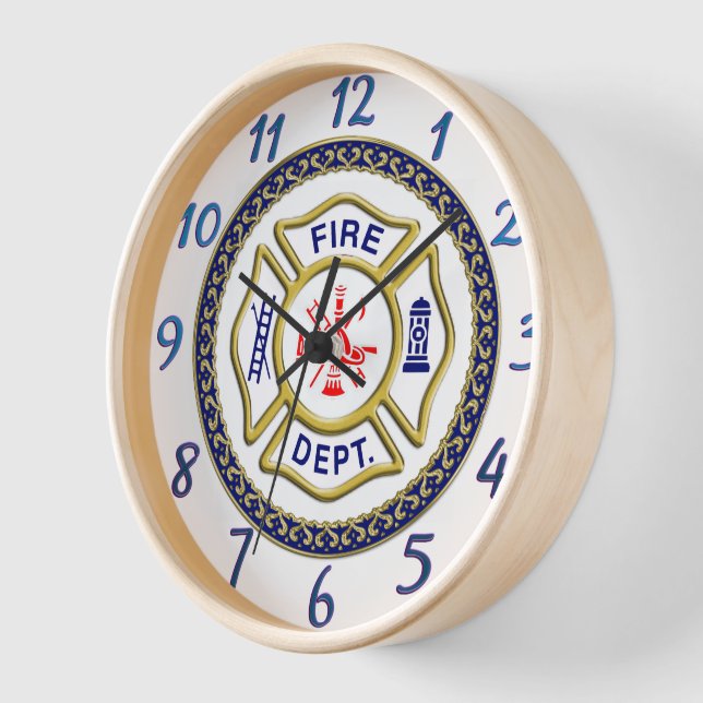 Logo der Feuerwehr Blau und Weiß Abzeichen Uhr (Winkel)