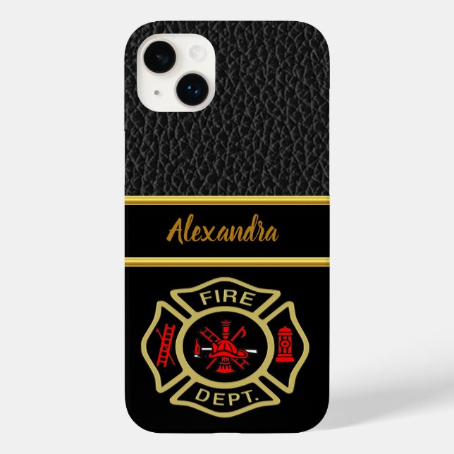 Logo der Feuerwehr Gold und Abzeichen Case-Mate iPhone Hülle (Rückseite)