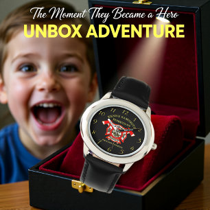 Logo der Feuerwehr Gold und Rotes Abzeichen mit Ac Armbanduhr