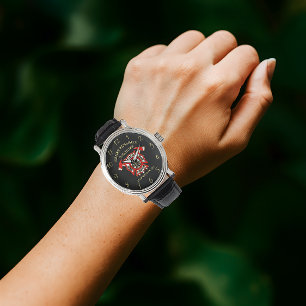 Logo der Feuerwehr Gold und Rotes Abzeichen mit Ac Armbanduhr