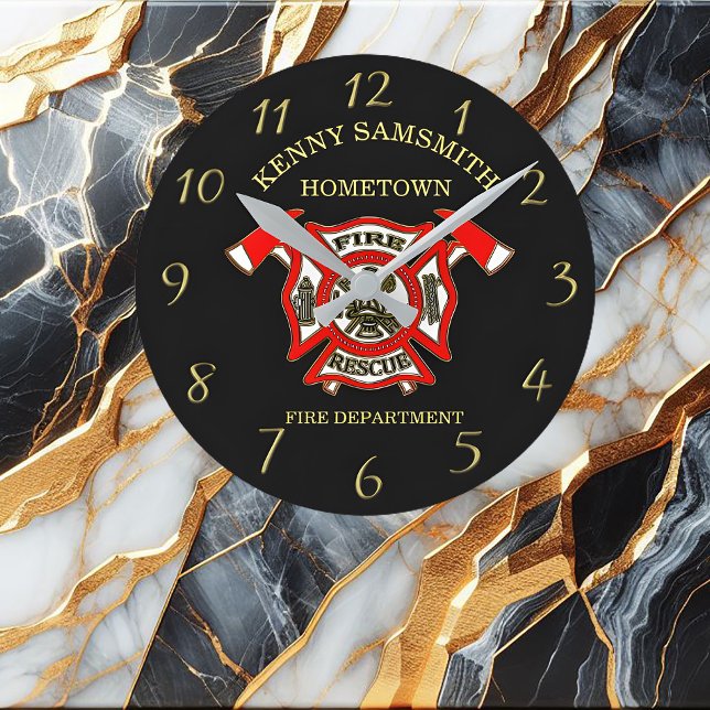 Logo der Feuerwehr Gold und Rotes Abzeichen mit Ac Runde Wanduhr (Von Creator hochgeladen)