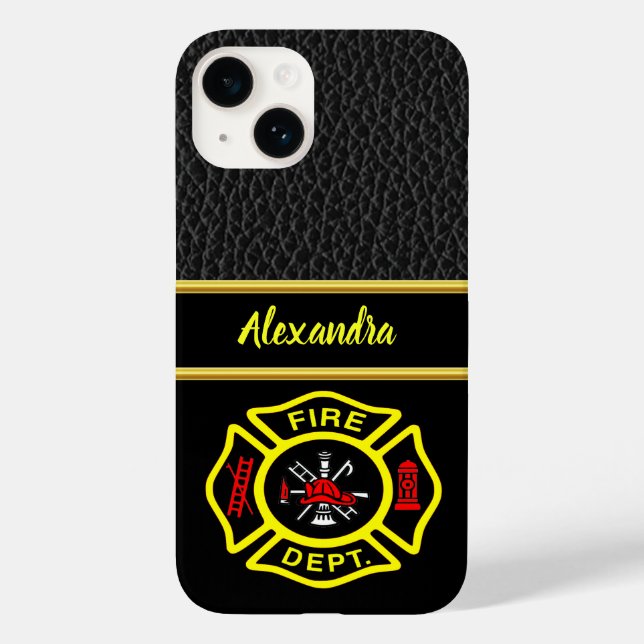 Logo der Feuerwehr Schwarz-Gelb-Abzeichen Case-Mate iPhone Hülle (Rückseite)