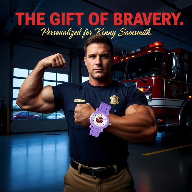 Logo der Feuerwehr Schwarzes und Rotes Abzeichen Armbanduhr (Von Creator hochgeladen)