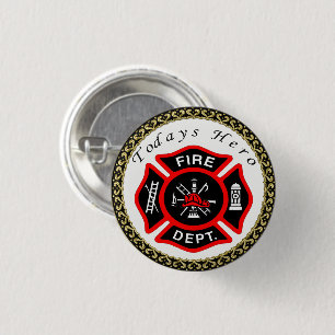 Logo der Feuerwehr Schwarzes und Rotes Abzeichen Button
