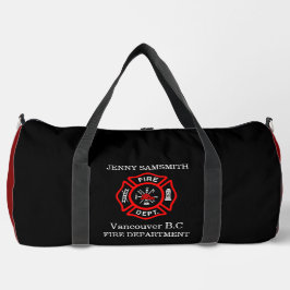 Logo der Feuerwehr Schwarzes und Rotes Abzeichen Duffle Bag