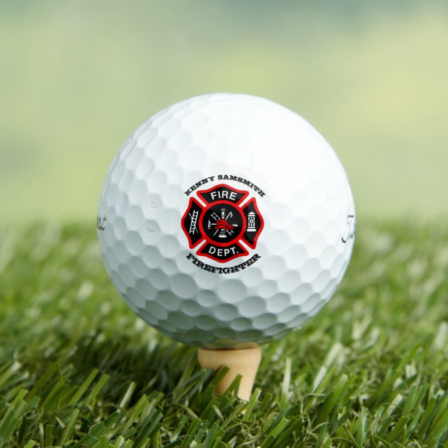 Logo der Feuerwehr Schwarzes und Rotes Abzeichen Golfball (Insitu T-Shirt)