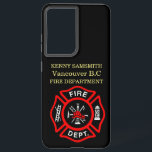Logo der Feuerwehr Schwarzes und Rotes Abzeichen Samsung Galaxy Hülle<br><div class="desc">Brandabteilung Logo Schwarz und Rot Abzeichen mit Brandketten und Leiter. Ideal für Feuerwehrleute und erste Befragte. Personalisieren Sie Ihre Zuhause mit Ihrem Namen und Ihrer Abteilung und mehr.monogram</div>